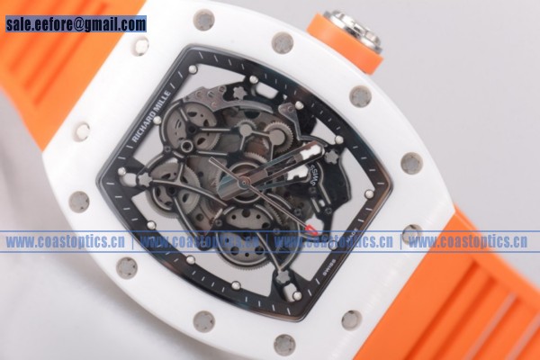 Richard Mille Best Replica RM 055 Watch Steel Skeleton Orange Rubber